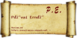 Pávai Ernő névjegykártya