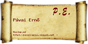 Pávai Ernő névjegykártya